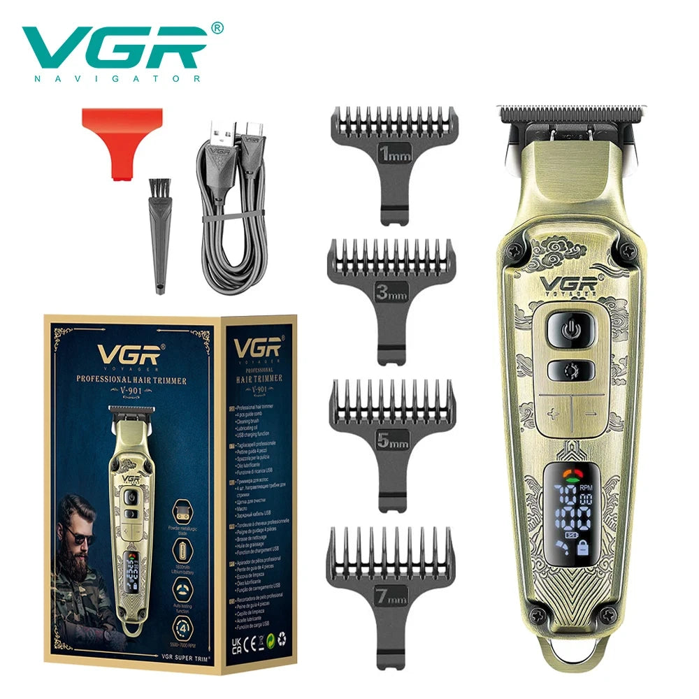 VGR Men's Retro Boutique Haircutting Sculpture Push Cutting Hairdressing Salon Home Oil Head Haircutting Full Body Hair Trimming Peaceful Pleasures Health and Wellness 901 usb