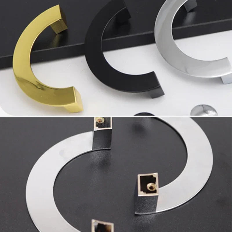 Modern Semi-Circular Zinc Alloy Cabinet Drawer Pull Handle