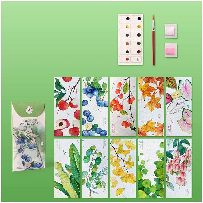 10 Sheets Watercolor Bookmark Painting DIY Paper Handmade Portable