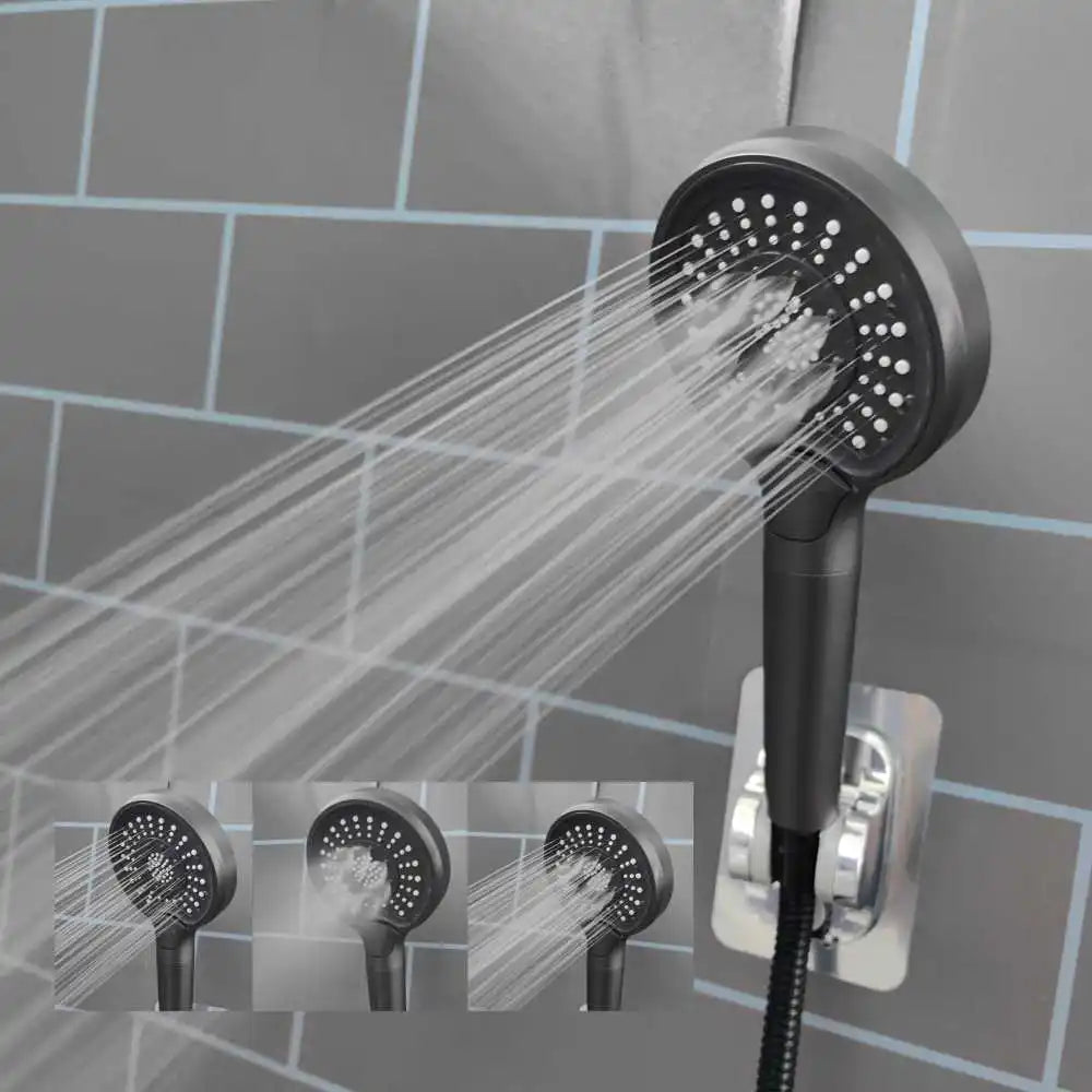 Black 3-Mode High-Pressure Shower Head | Rainfall & Anion Filter