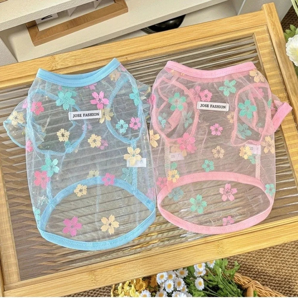 Floral Cooling Dog & Cat Mesh Vest | Breathable Summer T-Shirt