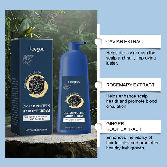 HOEGOA Caviar Protein Hair Color Shampoo – Black Brown 500ml Hair Dye Shampoo Oasis Select