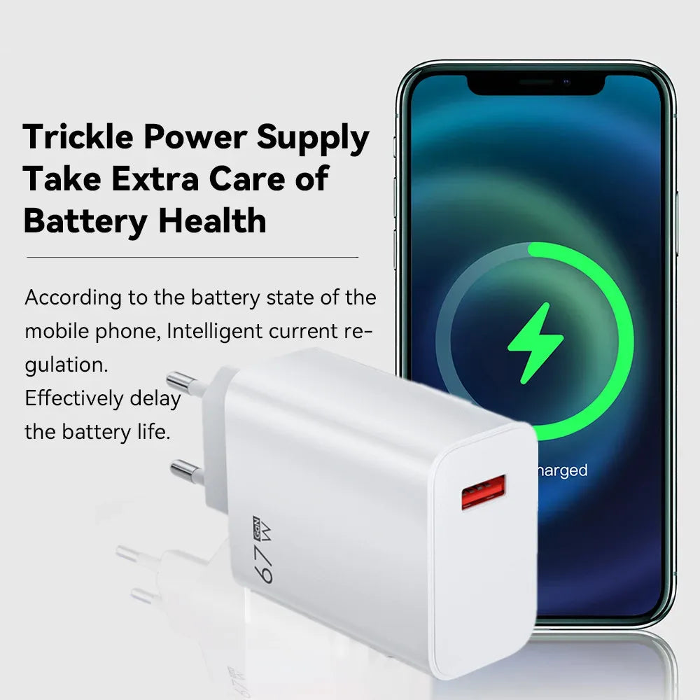 67W USB-C Fast Charger for Xiaomi Redmi POCO | 6A Adapter