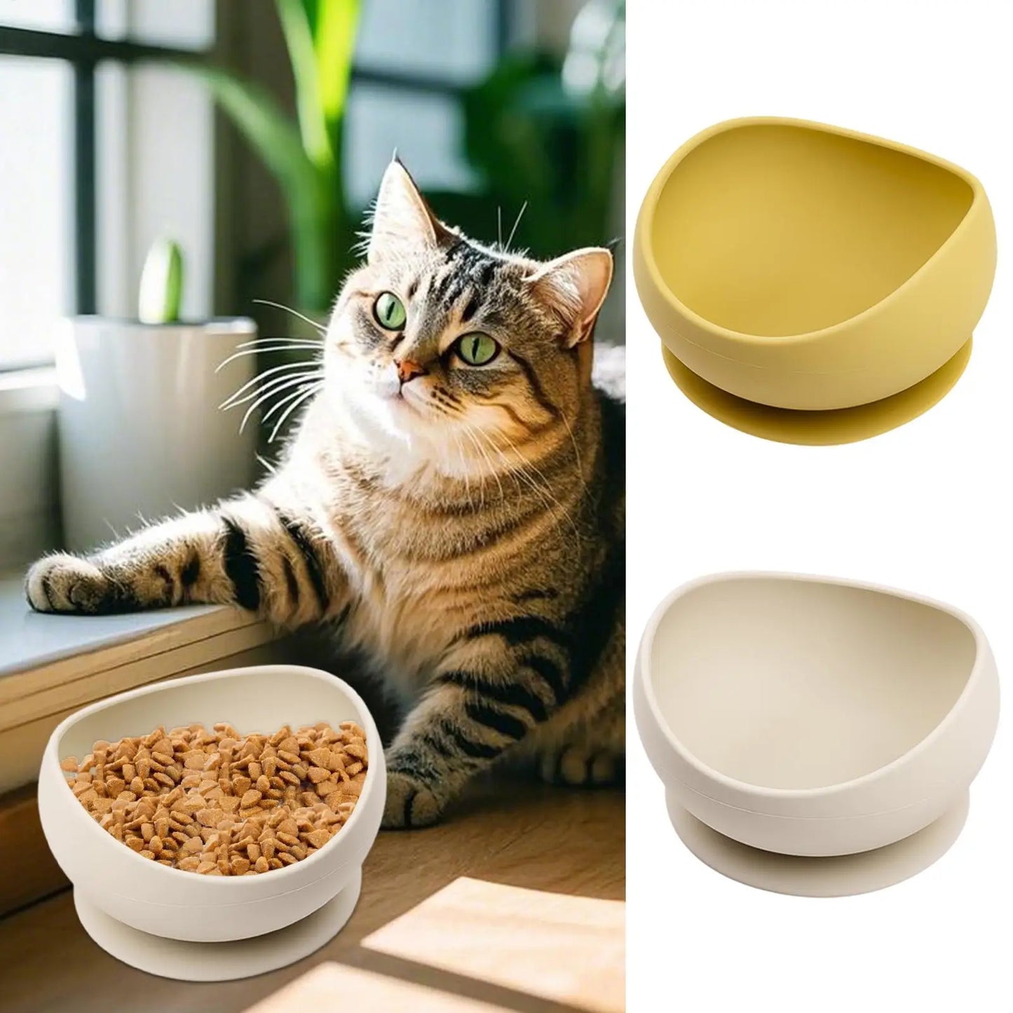 Spill-Proof Silicone Pet Bowl with Suction Cup Base