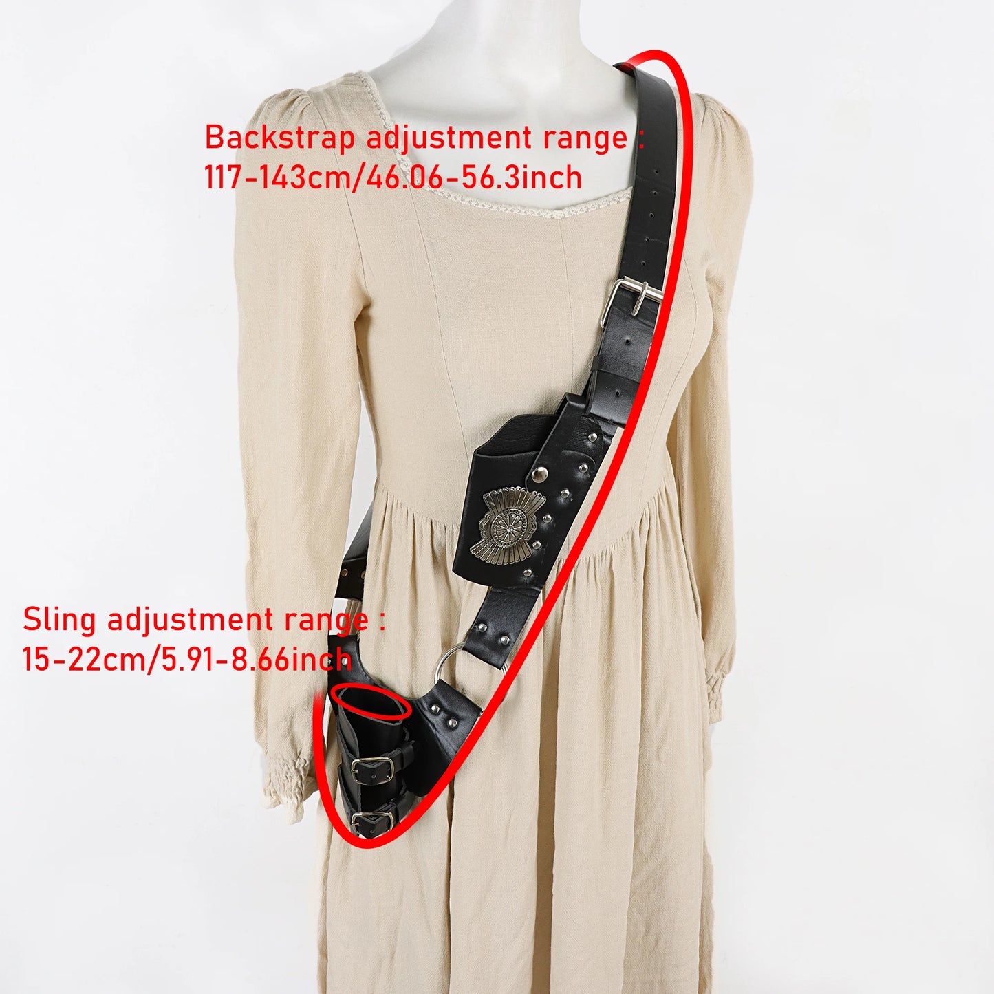 UYEE Medieval Rivet Leather Crossbody Harness Belt Dagger Holster