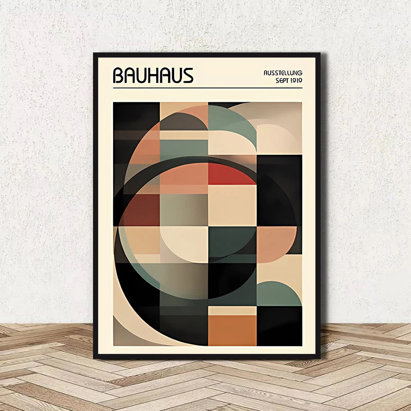 Abstract BAUHAUS art poster, line geometric pattern canvas art painting used for room wall and living room decoration, framel Peaceful Pleasures Health and Wellness DD08-16 50x70cm