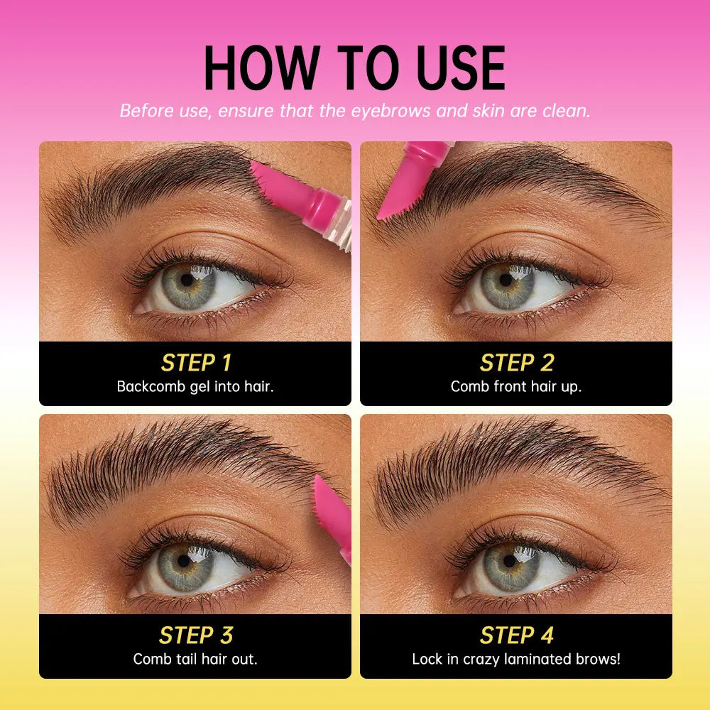 Clear Brow Lamination Gel with Styling Comb – Strong Hold