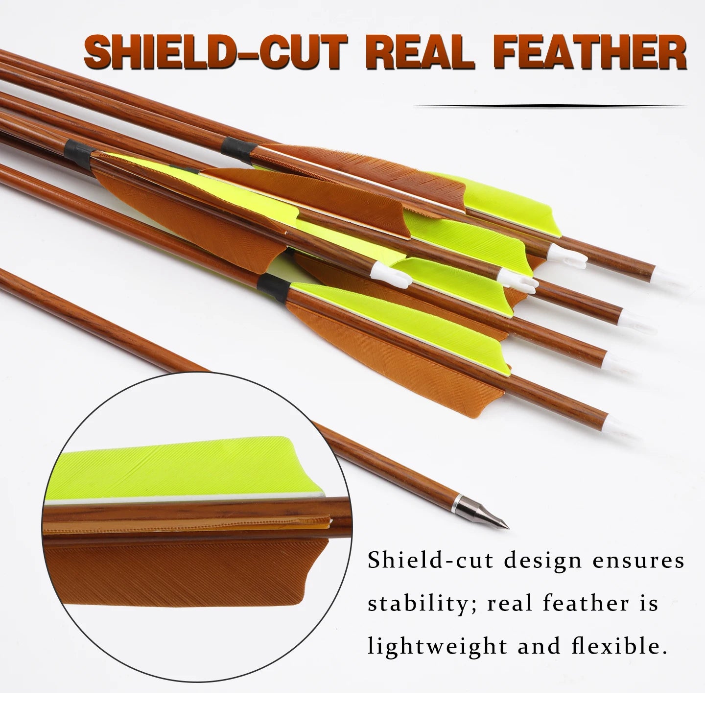 6 Wood Skin Mixed Carbon Arrows ID6 OD7 Field Archery Hunting