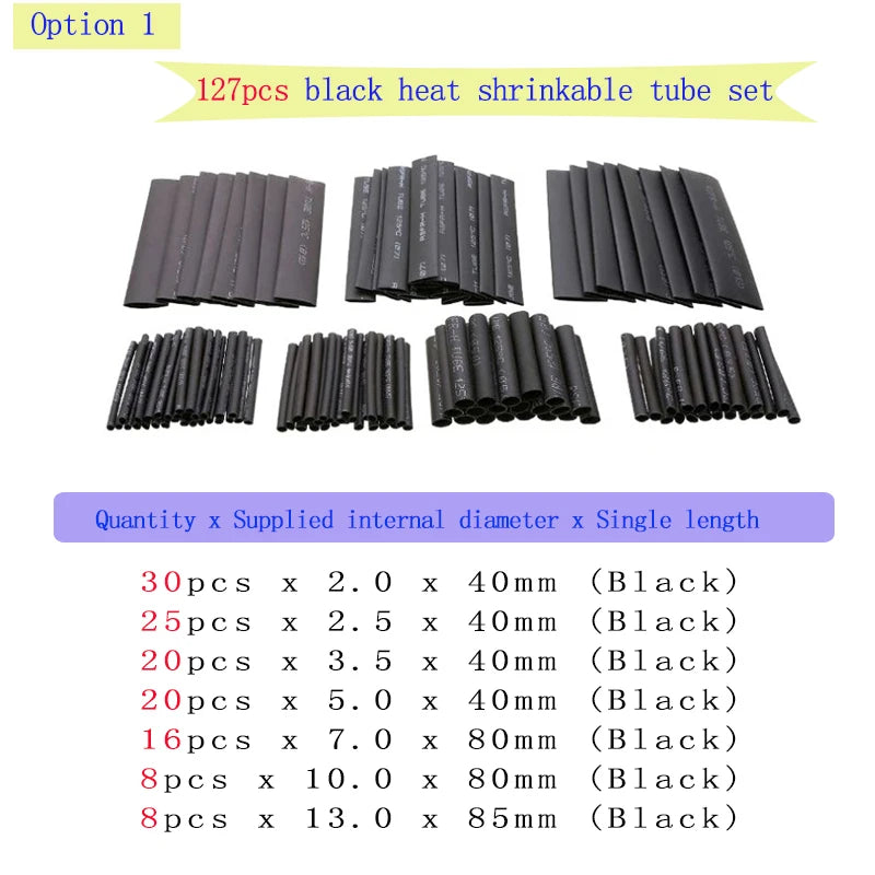 Heat-shrink Tubing Thermoresistant Tube Heat Shrink Wrapping Kit Polyolefin Shrinking Assorted Heat Shrink Tubing Wire Cable Peaceful Pleasures Health and Wellness 127PCS