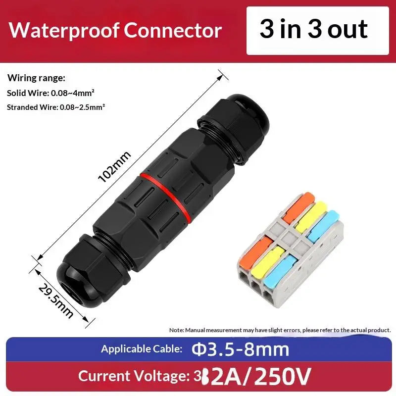 IP68 Waterproof Cable Connector 2-In 2-Out Quick Terminal Block