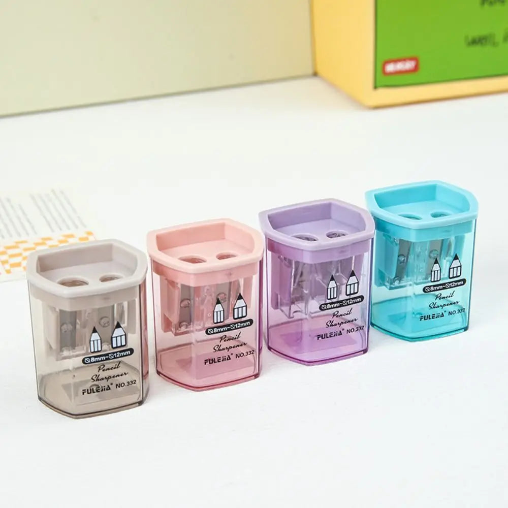 Double Hole Pencil Sharpener – Transparent Manual Plastic