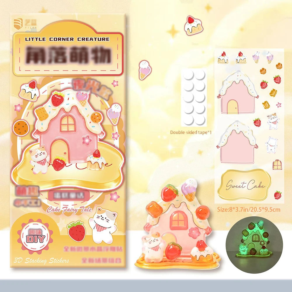 Cartoon Luminous Stickers 3D Relief Layered Music Cute Student