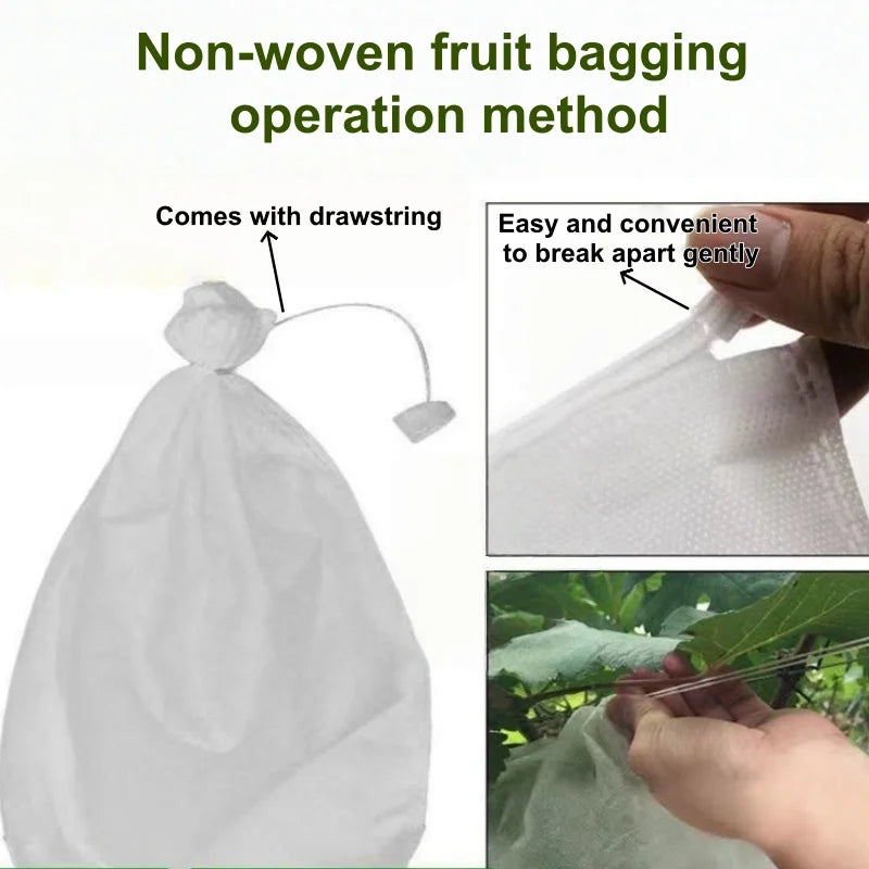 Fruit Protection Bags 50/100Pcs Mesh Drawstring Pest Bird Cover Fruit Protection Bags Peaceful Pleasures Health and Wellness