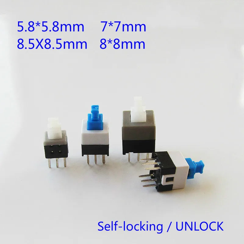 10PCS/LOT 5.8x5.8 7x7 8x8 8.5x8.5mm Self Locking / UNlock Push Tactile Power Micro Switch 6 Pin Button Switches Peaceful Pleasures Health and Wellness 10Pcs 5.8x5.8mm UNLOCK