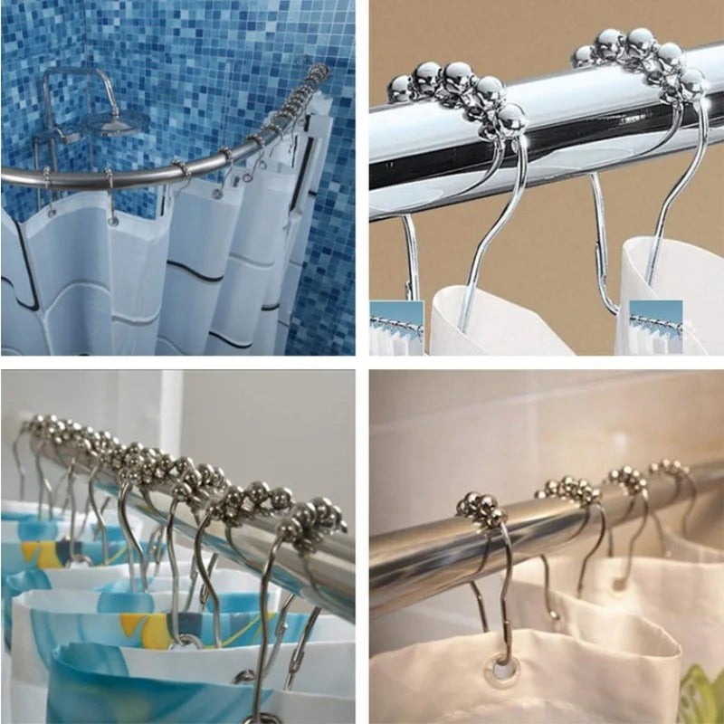 12-Pack Rustproof Rollerball Shower Curtain Rings – Satin Nickel