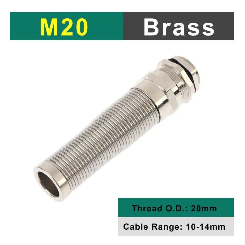 New IP68 Electrical Waterproof Strain Relief Anti-Bending Nickel-Plated Brass Cable Gland Connector Nylon Metal Cord Grips Peaceful Pleasures Health and Wellness M20x1.5 10-14mm