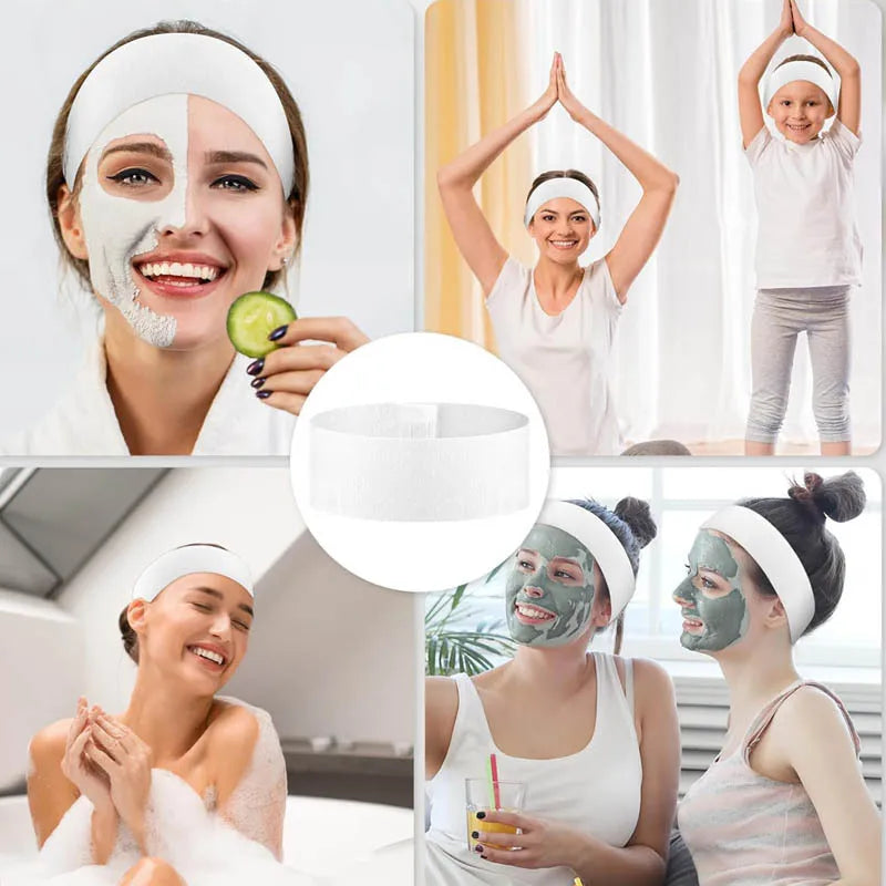 20Pcs New Black and White Disposable Spa Headbands - Adjustable Elastic Face Headbands with Velcro, Suitable for Beauty Salons, Facial Care, Fitness - Soft Non-Slip Hair Bands, Prevents Hair Fraying, Hairdressing Supplies, Co Peaceful Pleasures Health and Wellness