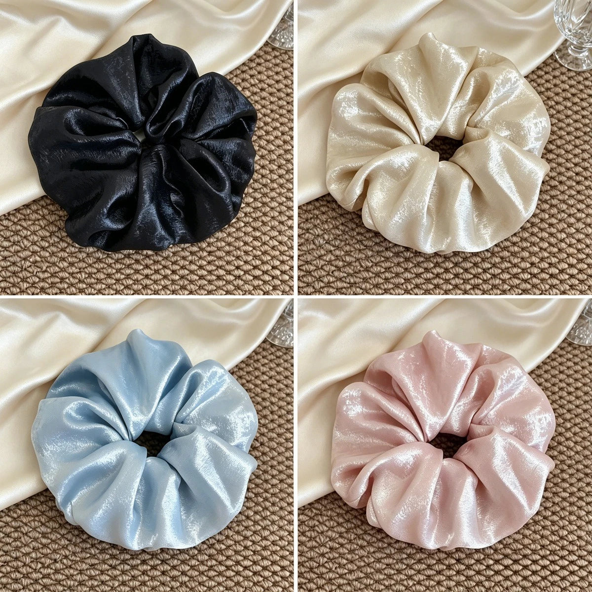 Korean Retro Large Scrunchies – Hair-Friendly Bands for Women