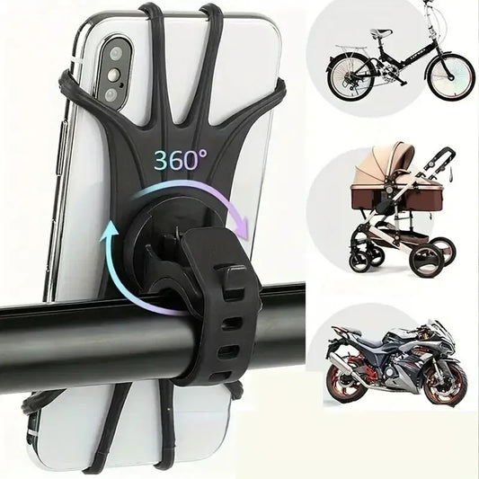 360° Rotating Bike & Motorcycle Phone Mount | Universal Holder Handlebar Phone Mount Peaceful Pleasures Health and Wellness black