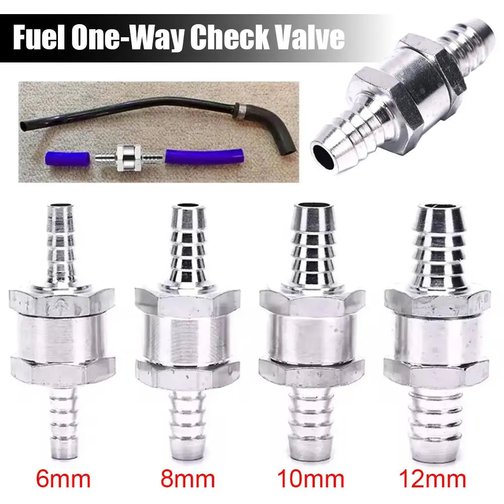 Aluminium Fuel Line One-Way Check Valve | 6–12mm Anti-Backflow