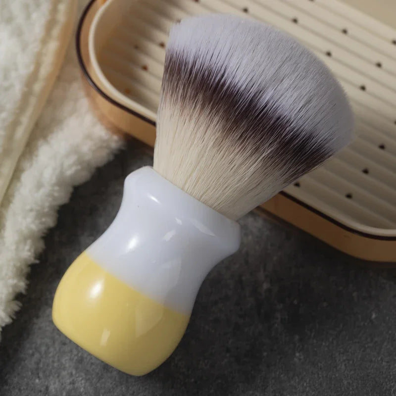 2026 YAQI 26mm Naicha Milk Tea Synthetic Hair Wet Shaving Brush with 55mm Handle Height for Resin Men's Grooming Tool Peaceful Pleasures Health and Wellness