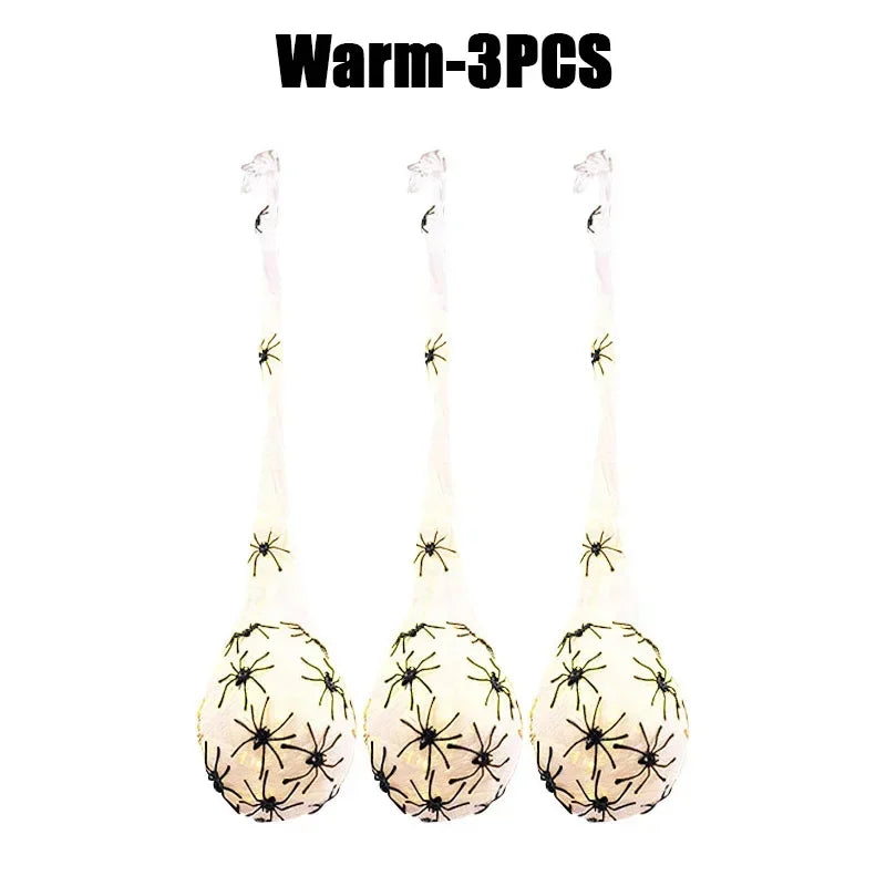 Glowing Halloween Spider Egg Sacks LED Hanging Web Decoration
