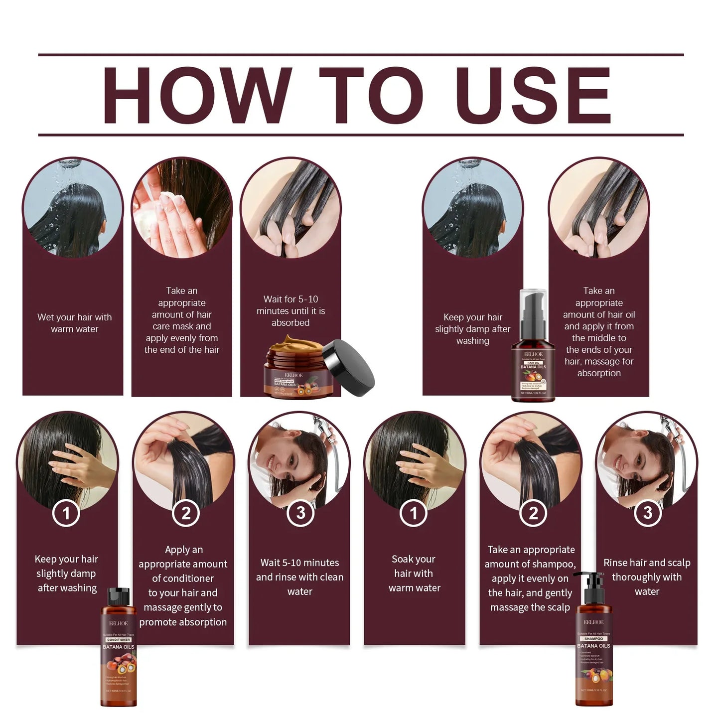 EELHOE Batana Oil Hair Care Set – Nourish & Strengthen Hair