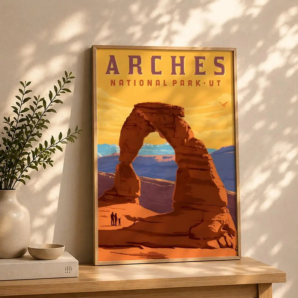Scenery A-Arches National ParkS Poster HD Self Adhesive Waterproof Wall Art Ideal for Home Office Dorm Bedroom Great Gift Peaceful Pleasures Health and Wellness White2 50X70cmNoframe