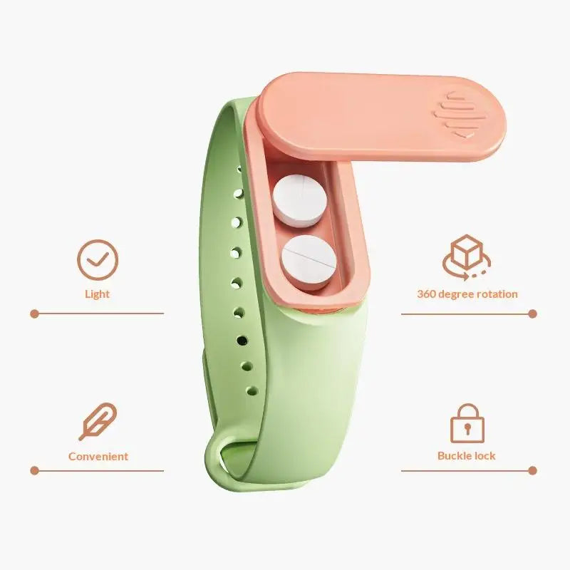 Ultra Portable Medicine Box Wristband With 360° Rotation And Lock Medicine Storage Box For The Elderly And Children Peaceful Pleasures Health and Wellness