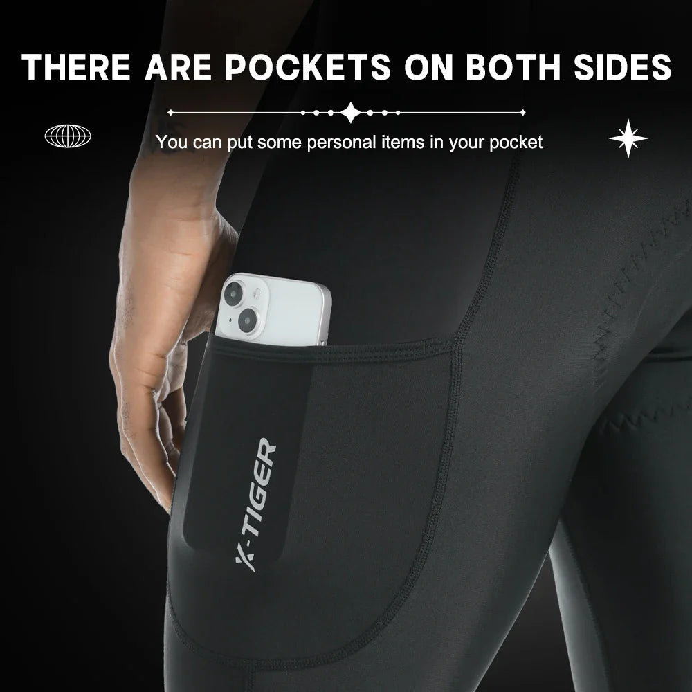 X-TIGER Men's Winter Cycling Bib Tights | 5D Gel Pad Fleece