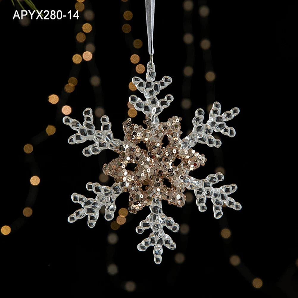 Crystal Acrylic Snowflake Christmas Tree Hanging Ornaments