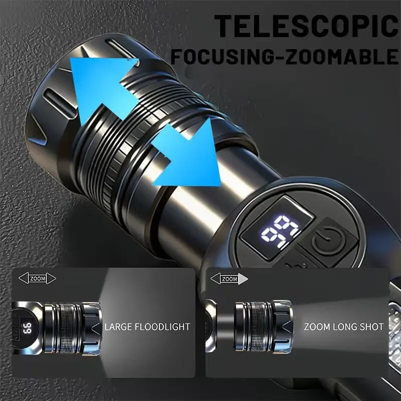 Mikenoon Magnetic LED Flashlight USB Rechargeable + Side Light