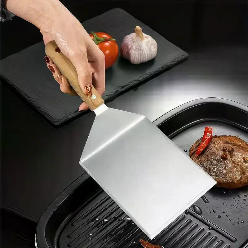 Stainless Steel Spatula Wood Handle – Non-Stick Kitchen Tool Kitchen Spatula Peaceful Pleasures Health and Wellness