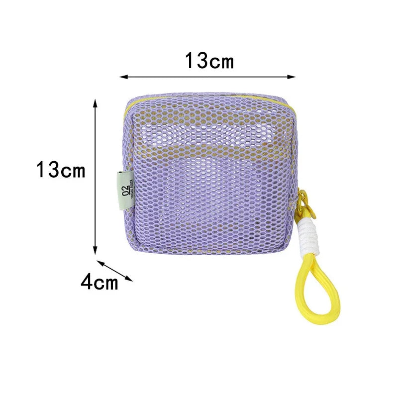 Colorful Net Fabric Makeup Bag & Mini Wallet | Tofu Bag