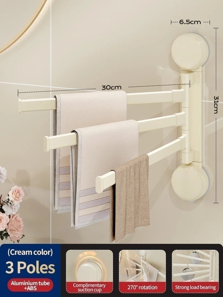 No-Drill Rotating Double Towel Rack | Suction Cup Wall Mount