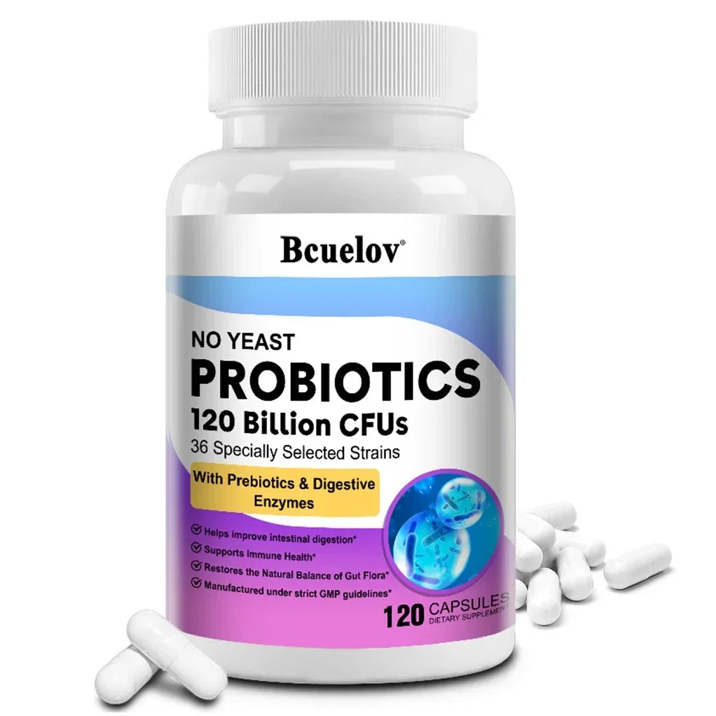 Probiotics 120 Billion CFU 36 Strains Contains Prebiotics and Digestive Enzymes for Digestion and Immune Support Vegan, Non-GMO Peaceful Pleasures Health and Wellness 120 count-1 bottle