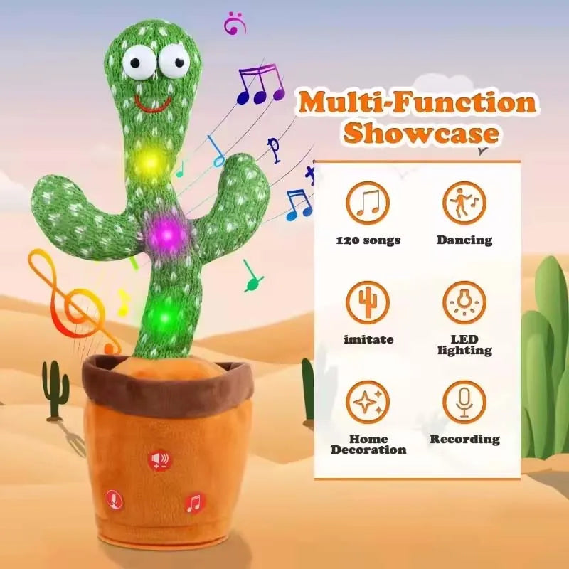 Dancing Cactus Toy Repeating Talking Plush Toy Wriggle Singing Dancing Stuffed Animal Baby Toddler Christmas Gift Kids Adult Fun Peaceful Pleasures Health and Wellness