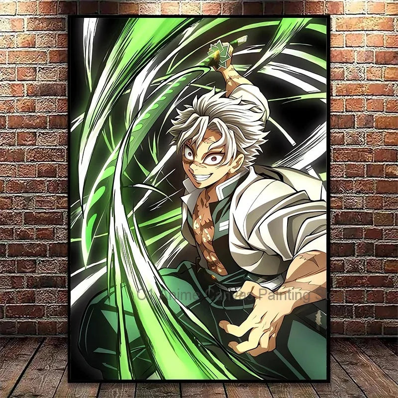 Japanese Anime Demon Slayer Wall Art Poster Nezuko and Tanjiro Home Decor Prints Living Room Bedroom Canvas Painting Mural Gifts Peaceful Pleasures Health and Wellness