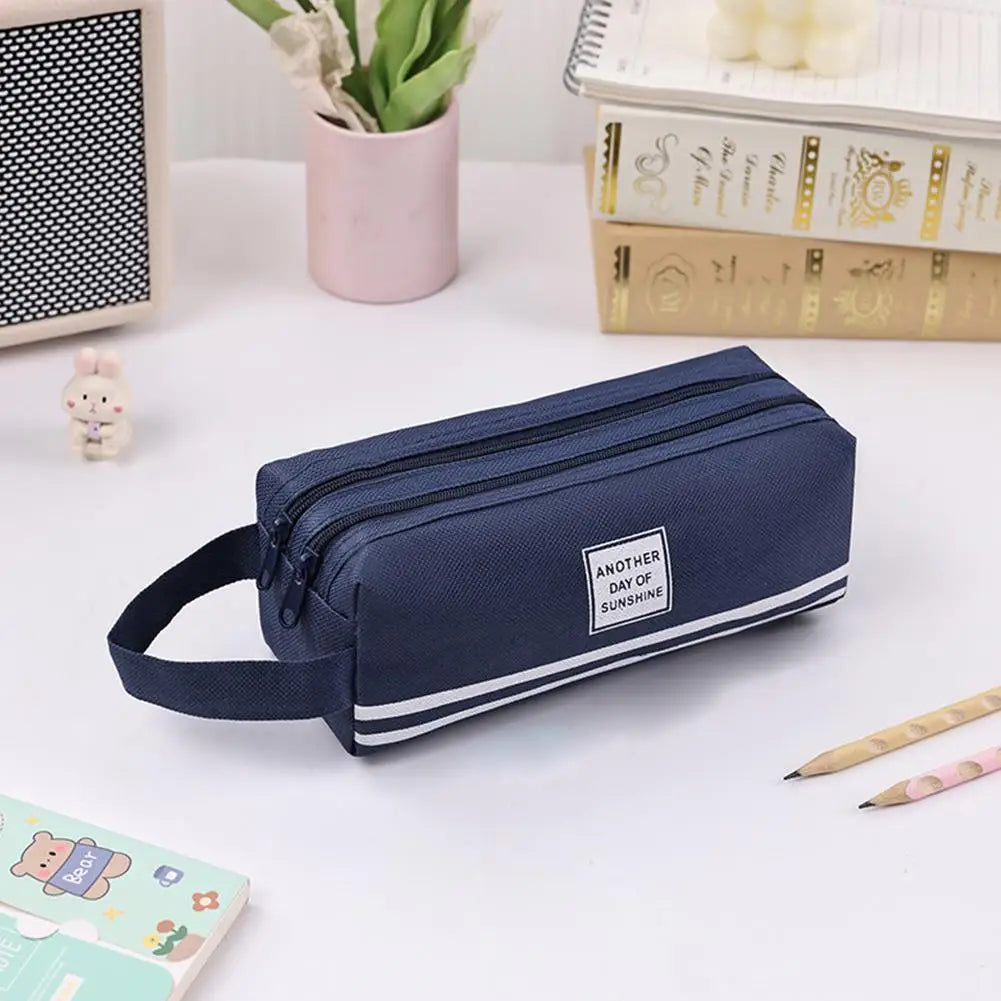 Large Capacity Double Layer Oxford Cloth Pencil Case