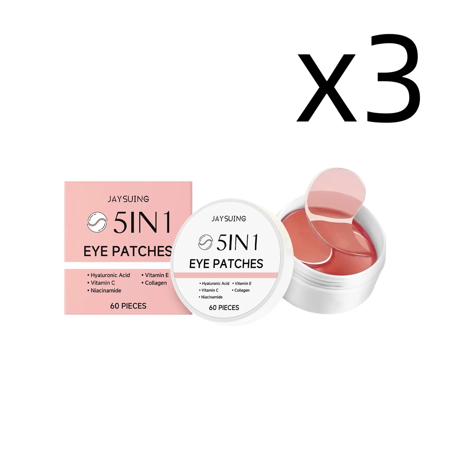 Collagen Eye Mask Deep Brighten Moisturizing Reduce Melanin Dilute Fine Lines Increase Skin Elasticity Hyaluronic Acid Eye Patch Peaceful Pleasures Health and Wellness 3x60 PCS
