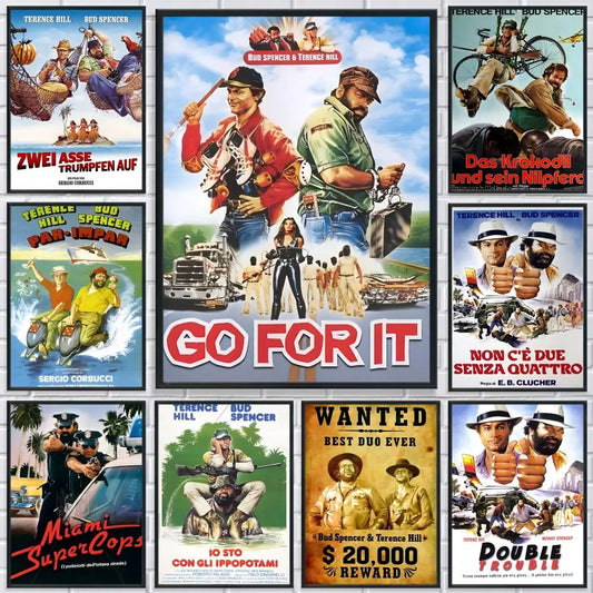 Terence Hill & Bud Spencer HD Wall Poster | Self-Adhesive PVC Art Wall Art Poster Peaceful Pleasures Health and Wellness