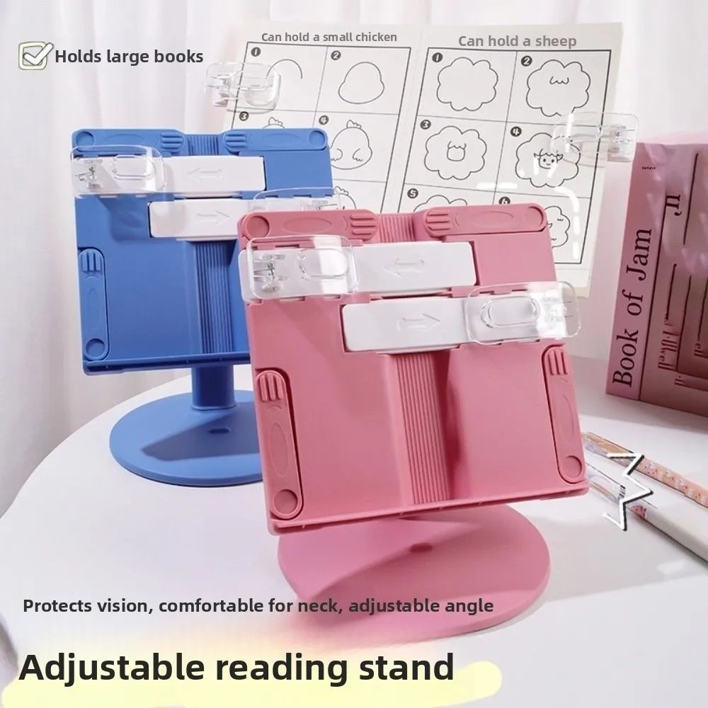 Height Adjustable Lifting Reading Bookshelf with Page Clip Non-Slip Base Tablet Books Holder Multifunctional Folding Peaceful Pleasures Health and Wellness