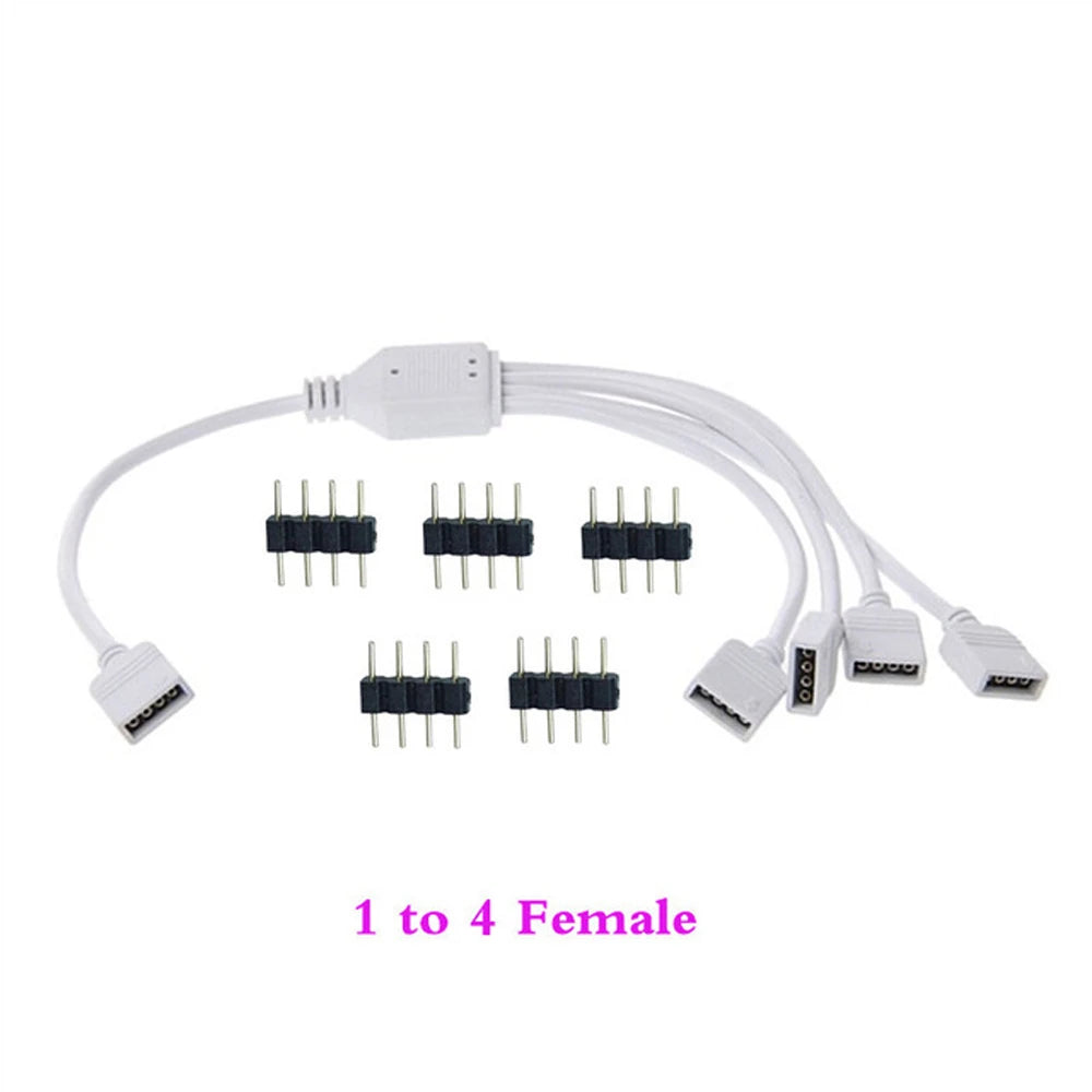for 5050 3528 Female Connector LED Strip Adapter RGB Extension Cable 4 Pin Splitter Cable RGB Connector 4Pin RGB Splitter Peaceful Pleasures Health and Wellness