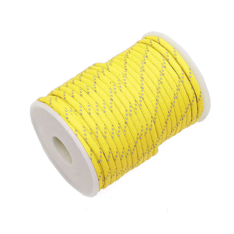 Outdoor Multi-functional 7-core Umbrella Rope Highly Reflective Rope Bracelet Woven Rope Tent Canopy Pull Rope Peaceful Pleasures Health and Wellness Yellow 30m