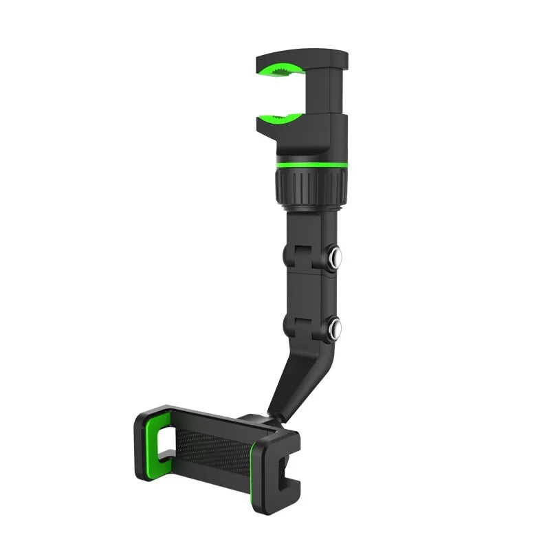 Rearview Mirror Phone Holder 360° Rotatable and Retractable Car Phone Mount Multifunctional Rear View Mirror Holder for All Car Peaceful Pleasures Health and Wellness Green
