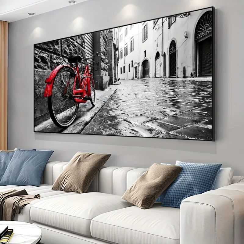Street Paths Bicycles Canvas Wall Art Poster – Modern Unframed Canvas Wall Art Peaceful Pleasures Health and Wellness