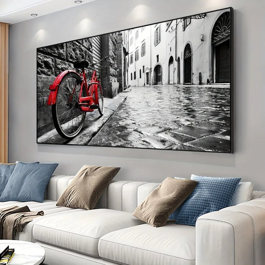 Street Paths Bicycles Canvas Wall Art Poster – Modern Unframed Canvas Wall Art Peaceful Pleasures Health and Wellness