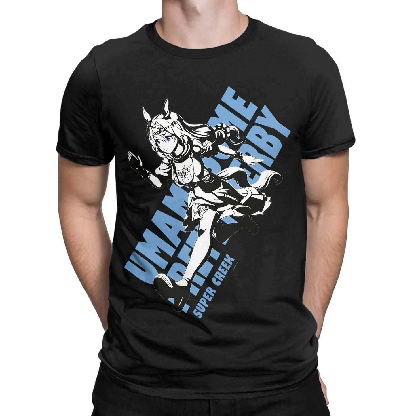 Vintage Uma Musume T-Shirt for Men Crew Neck Pure Cotton T Shirt Anime Short Sleeve Tee Shirt Summer Clothes Peaceful Pleasures Health and Wellness 3 5XL