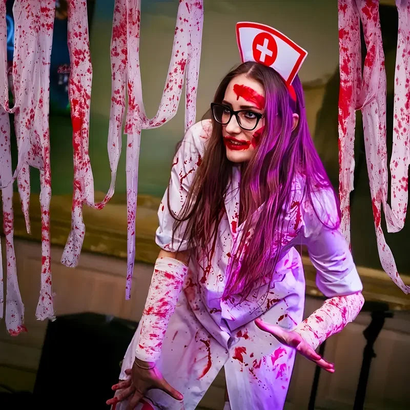 Halloween Blood-Stained Gauze & Warning Tape Decoration Set