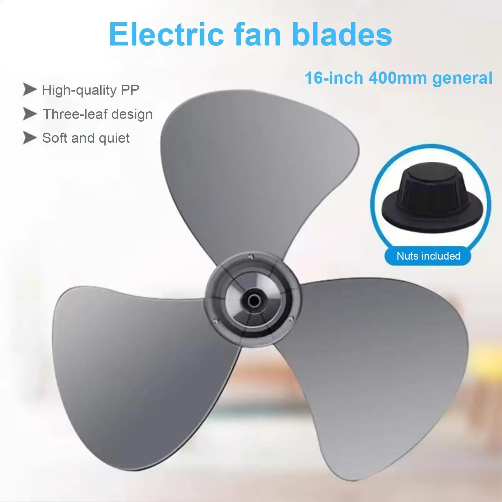 16 Inch Fan Blade Replacement with Nut Cover, Universal Wind Blower Leaf for Stand Fan, Home Bedroom Classroom Garage Patio Use Peaceful Pleasures Health and Wellness